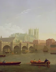 Abbaye de Westminster et pont de Westminster vus du sud, 1794